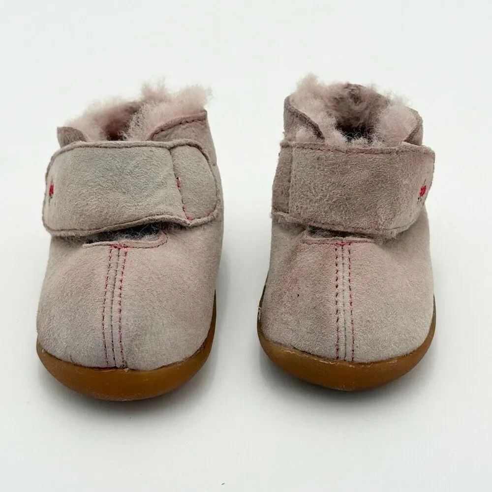 See Kai Run Infant Girls Avery Shearling First Walker Booties Hook and Loop Pink
